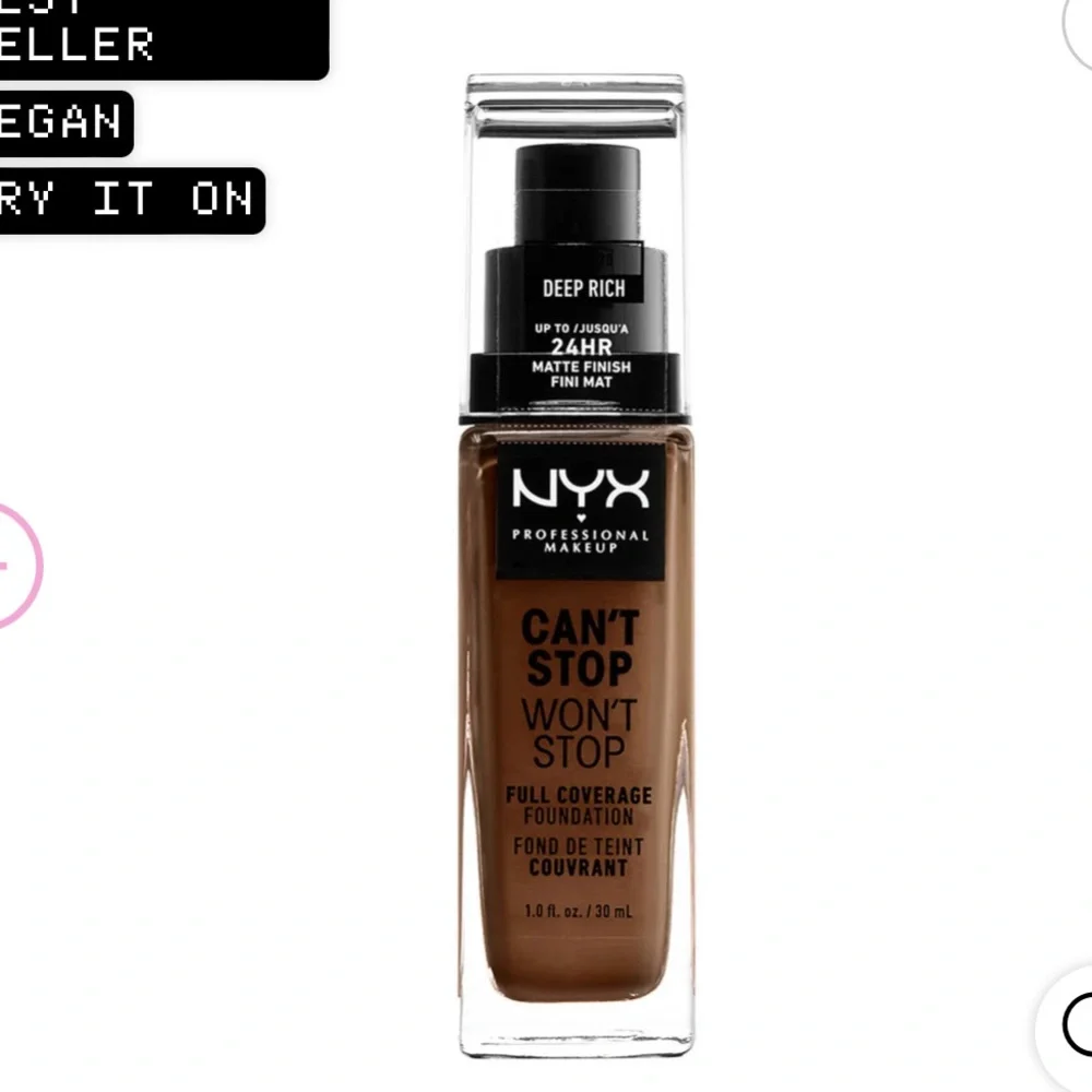 NYX Can’t Stop Won’t Stop Full Cover Foundation Nude, Medium Buff or Deep Cool